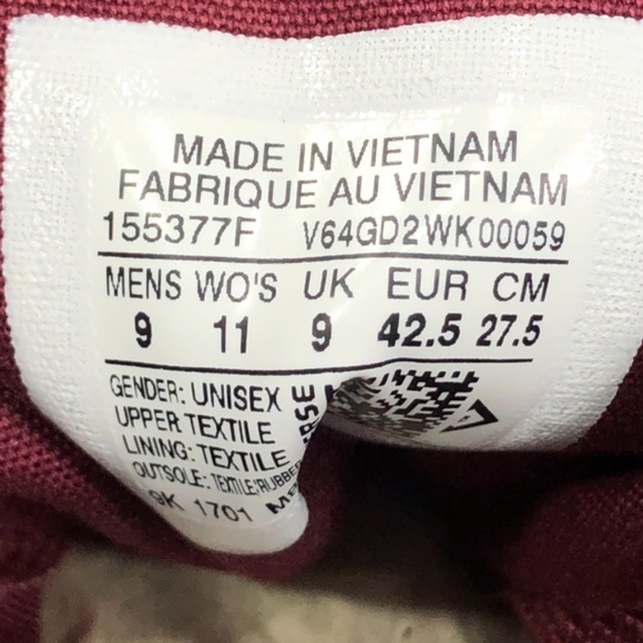 Converse CTAS Hi Deep Bordeaux White Black Shoes - Picture 7 of 8